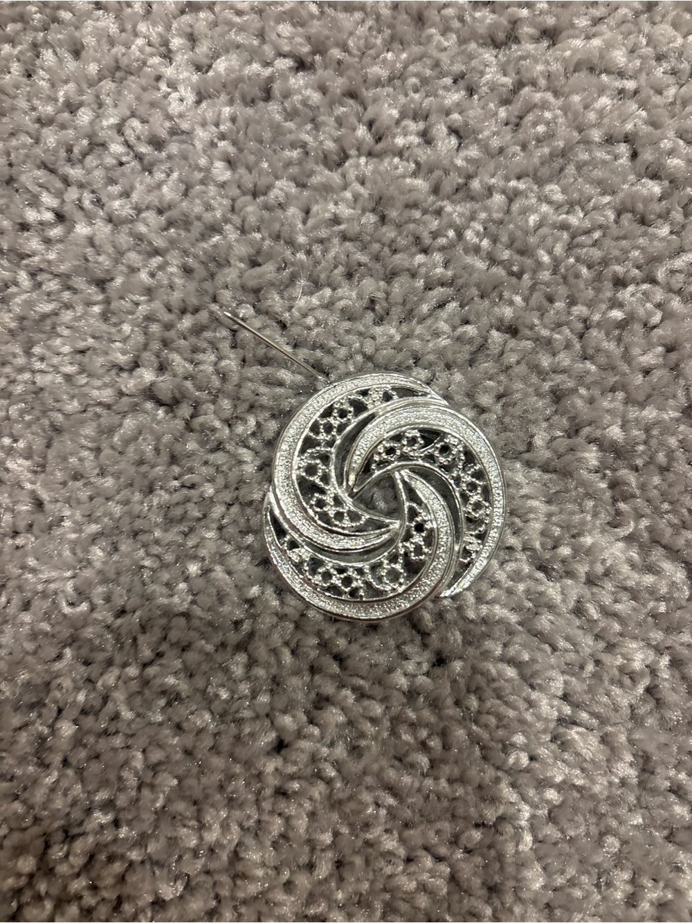 Classic Silver-Tone Swirl Filigree Brooch Pin